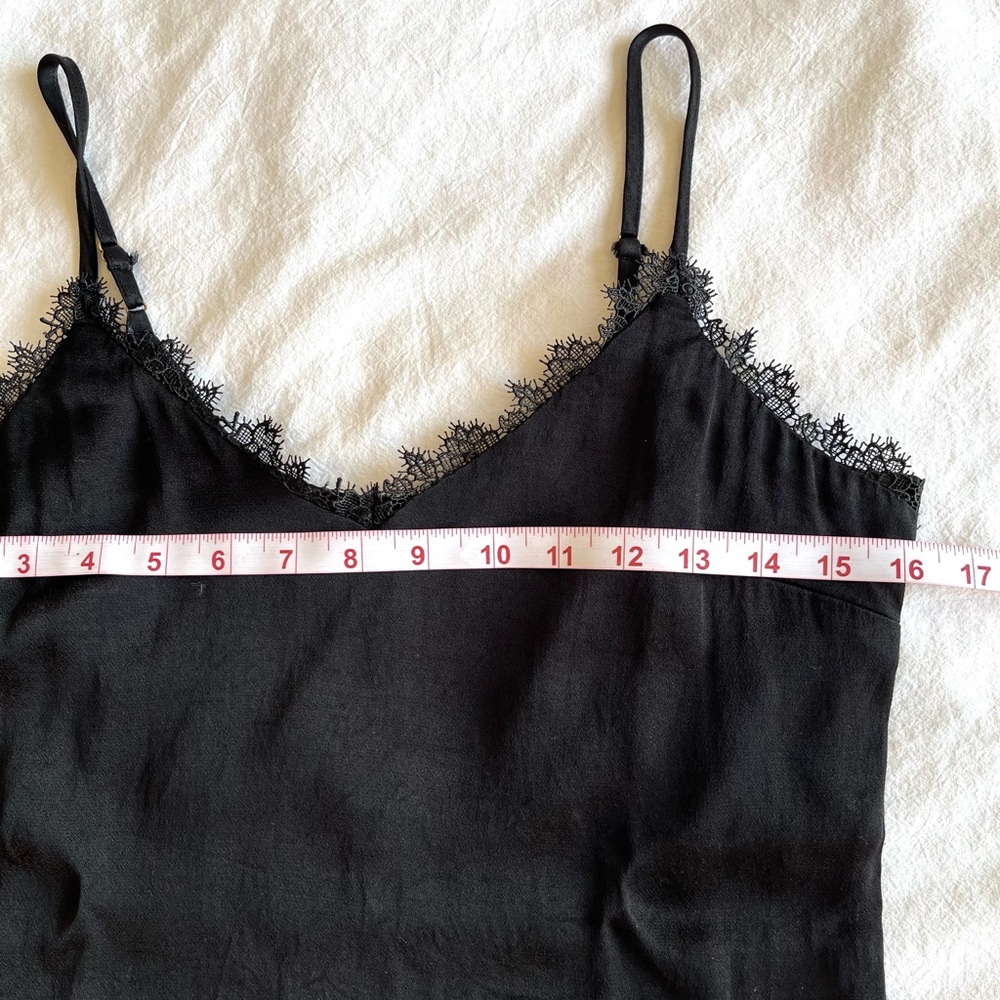 Floreat by Anthropologie Black Lace Trim Cami Silky Slip Whimsigoth Feminine, XS - Picture 11 of 14
